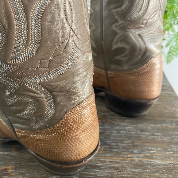 Vtg Justin Lizard Western Cowboy Boots Mens 9 D Brown Tan - Picture 15 of 15